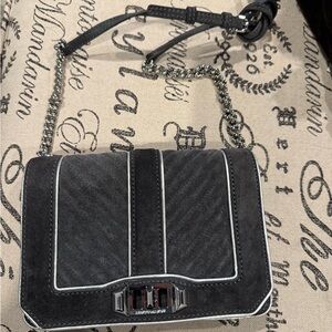 Rebecca Minkoff Charcoal Gray Crossbody Bag with Silver Chain
